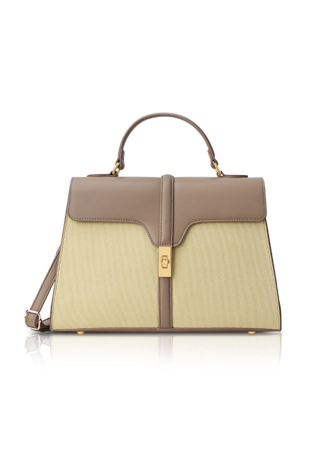 Lavie Signature Canva Flap Satchel (Beige) - Image 1